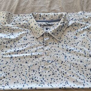 chubbies White Polo with Blue Speckle Print